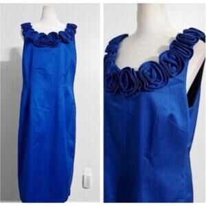 Lafayette 148 Royal Blue Rosette Sleeveless Dress Sz 14 Nwt